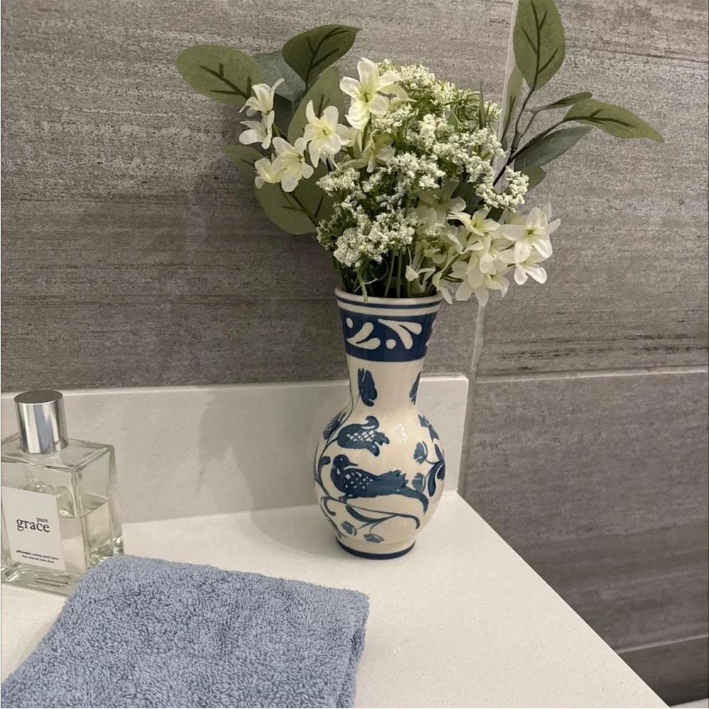 Blue Painted Ceramic Bud Vase - Threshold